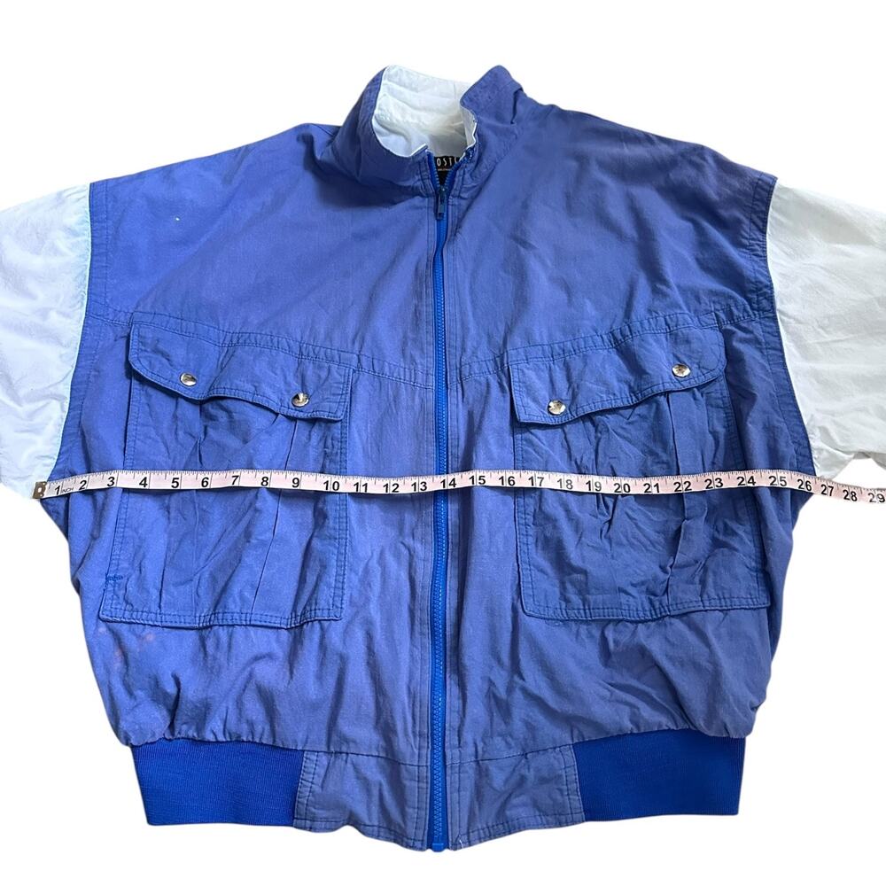 Vintage General Motors Blue White Nylon Jacket XXL USA Made 80s Varsity Style - Picture 5 of 9